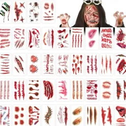 300 midlertidige tatoveringer - Halloween ar-tatoveringer - ansigts- og kropsmakeup-klistermærker - 3D-simulering af falske sår - mørke ar-klistermærker - rollespilspran... | Fyndiq