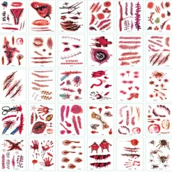300 midlertidige tatoveringer - Halloween ar-tatoveringer - ansigts- og kropsmakeup-klistermærker - 3D-simulering af falske sår - mørke ar-klistermærker - rollespilspran... | Fyndiq