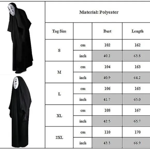 2023 No Face Kaonashi Kostume, Spirited Away Cosplay Outfit Til Mænd, Japansk Anime Rolleleg Fancy Dress Up Til Halloween Fest -a S