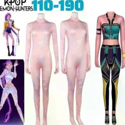 2025 ny KPop dæmonjæger Rumi rollespilskostume Halloween kjole jumpsuit fangs 110cm
