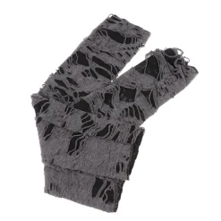 1 par gotiske fingerløse handsker Halloween sorte revne huller black