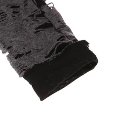 1 par gotiske fingerløse handsker Halloween sorte revne huller black