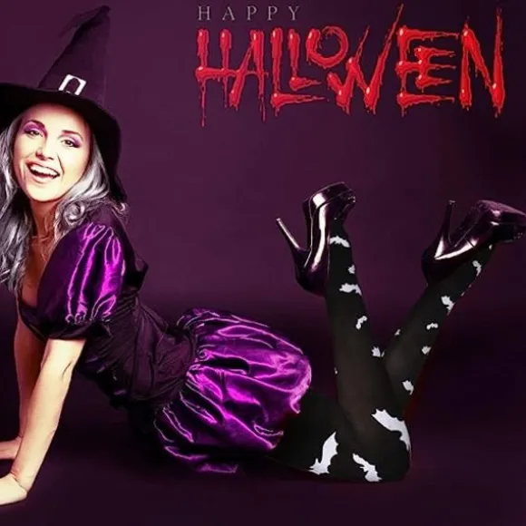 6 par Halloween-strømper Nyhed Halloween lår Lårstrømpe CDQ