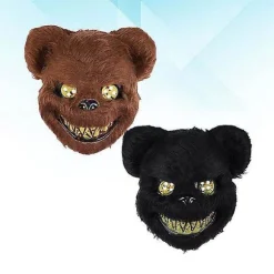 1 par skræmmende blodige bjørnemasker til Halloween (sort brun)