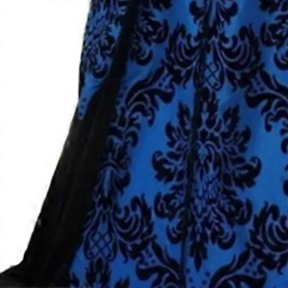 15% RABAT Dame Renaissance Middelalder Kostume Kjole Snøret Irsk Over Lang Kjole Cosplay Retro Kjole (3XL Blå)
