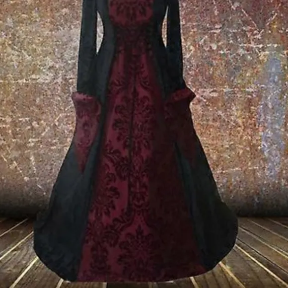 15% RABAT Dame Renaissance Middelalder Kostume Kjole Snøret Irsk Over Lang Kjole Cosplay Retro Kjole (3XL Blå)