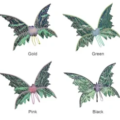 50% RABAT, Festtilbehør - Fe-vinger Jule- og Fødselsdagsdcor Justerbar Organza Farverig DIY Glimtende Sheer green