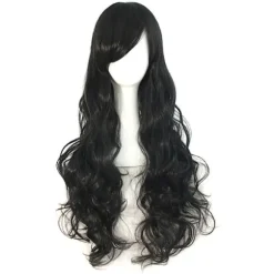 2025 Seneste Model 32" 80 cm Langt Hår Spiral Krøllet Cosplay Kostume Paryk (Sort) Sort