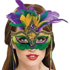 2025 Seneste Model Mardi Gras Paillet Fjer Maske Maskerade Masker til Venetiansk Karneval Kvinder (Stil C)