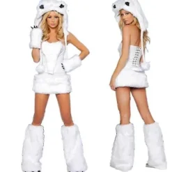 2025 Sexet Jule Dame Kostume Cosplay Stor Hale Ulv Cosplay Party Pige Fristelse Julemand Todelt Kostume - Perfekt Brown