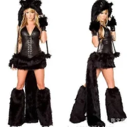 2025 Sexet Jule Dame Kostume Cosplay Stor Hale Ulv Cosplay Party Pige Fristelse Julemand Todelt Kostume - Perfekt Brown