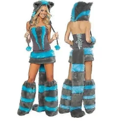 2025 Sexet Jule Kvinde Kostume Cosplay Stor Hale Ulv Cosplay Fest Pige Fristelse Julemand Todelt Kostume Blue-gray Catwoman