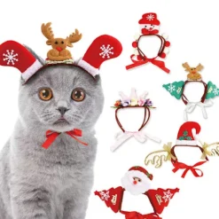 6 slags julehuer til hunde og katte, kæledyrstøj Ch