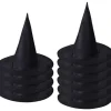10 Sorte Heksehatte - Halloween Partyhatte - Sorte Spidse Troldmandshatte - Cosplay Partyhatte - Børne Kostumetilbehør - Sort - One Size