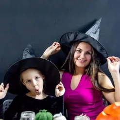 10 Sorte Heksehatte - Halloween Festhatte - Sorte Spidse Troldmandshatte - Cosplay Festhatte - Børnekostume Tilbehør - Sort - One Size
