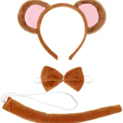 1 Sæt Abe Mønster Hårbøjle Butterfly Hale Cosplay Dyr Hår Bøjle Abe Ører og Hale Kostume Fest Tilbehør (FMY) Chocolate
