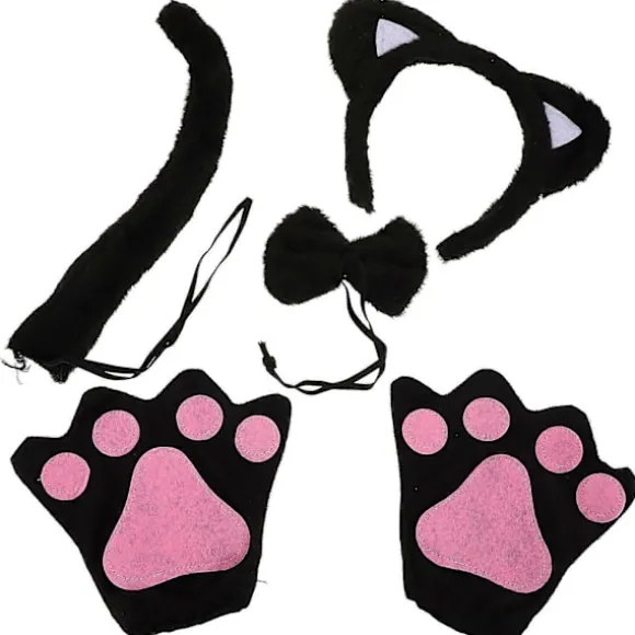 1 Sæt Bedårende Sødt Katteøre Hårbøjle Ultrablød Plys Kattekostume Sæt til Halloween Cosplay Kattekostume Tilbehør Dyre Cosplay Kostume (FMY) Black 21.00X16.00X1.20CM | Fyndiq
