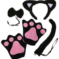 1 Sæt Bedårende Sødt Katteøre Hårbøjle Ultrablød Plys Kattekostume Sæt til Halloween Cosplay Kattekostume Tilbehør Dyre Cosplay Kostume (FMY) Black 21.00X16.00X1.20CM | Fyndiq