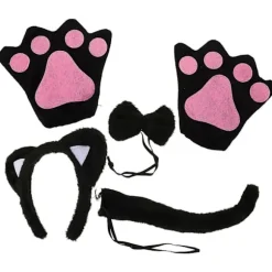 1 Sæt Bedårende Sødt Katteøre Hårbøjle Ultrablød Plys Kattekostume Sæt til Halloween Cosplay Kattekostume Tilbehør Dyre Cosplay Kostume (FMY) Black 21.00X16.00X1.20CM | Fyndiq