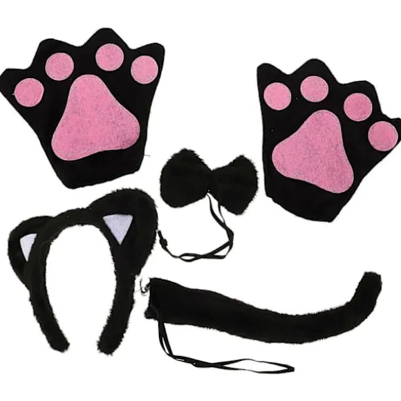 1 Sæt Bedårende Sødt Katteøre Hårbøjle Ultrablød Plys Kattekostume Sæt til Halloween Cosplay Kattekostume Tilbehør Dyre Cosplay Kostume (FMY) Black 21.00X16.00X1.20CM | Fyndiq