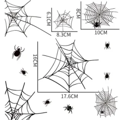 4 sæt Halloween dekoration flagermus statiske klistermærker edderkoppespind horror fest indendørs dekoration vinduesklistermærker