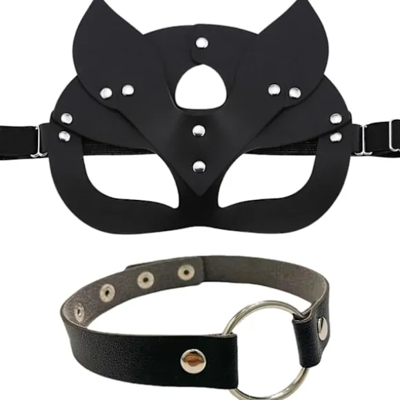2 ST læder katte maske - sexet øjenmaske - cosplay kostume