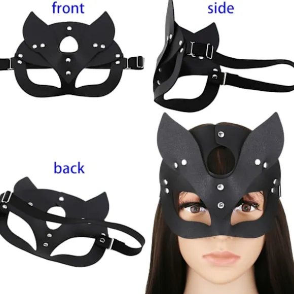 2 ST læder katte maske - sexet øjenmaske - cosplay kostume