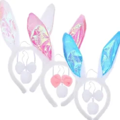 3 sæt påske-tema fest cosplay rekvisit dekorativt kanin design hovedbeklædning sød sløjfe slips