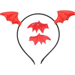 1 sæt søde flagermus til Halloween, børns hårklemmer, Halloween rollespilsfest (rød) Red