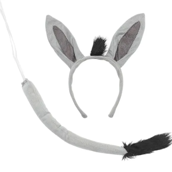 1 Sæt Æsel Kostumer Rekvisitter Cosplay Dyretilbehør Dyr Øre Hårbøjle og Hale Dekoration (FMY) Grey 25.00X24.00X1.90CM