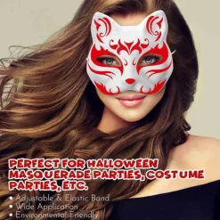 3 ST Therian Masker Vita Kattmasker Blank DIY Halloween Mask Dyr, Kattemaske