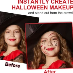 6 stk. - Midlertidige ansigtstatoveringer Halloween Dekoration Glitter Makeup Klistermærker Selvklæbende til voksne Festival_yu