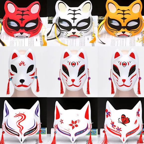 1 Stk Anime Rævemasker Half Face Cat Mask Maskerade Festival Del A17