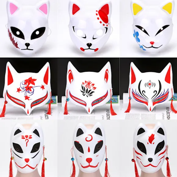 1 Stk Anime Rævemasker Half Face Cat Mask Maskerade Festival Del A17
