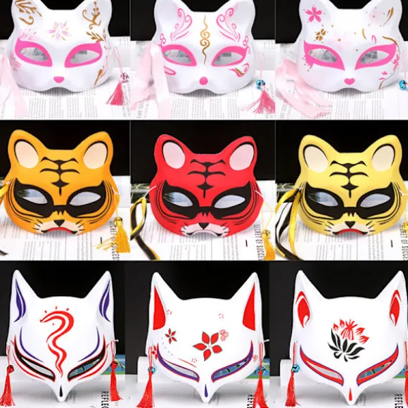 1 Stk Anime Rævemasker Half Face Cat Mask Maskerade Festival Del A17