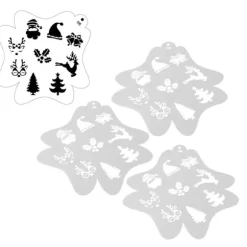 3 stk. ansigts- og kropsmalingsstencils til børn, julekunst