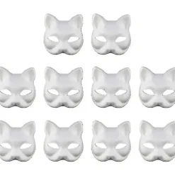 10 stk. Ansigtsmasker Blanke Masker Til Maling DIY Maskerade (kat)