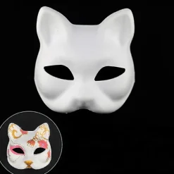 10 stk. Ansigtsmasker Blanke Masker Til Maling DIY Maskerade (kat)