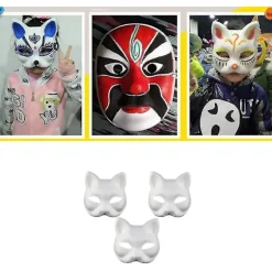 10 stk. Ansigtsmasker Blanke Masker Til Maling DIY Maskerade (kat)