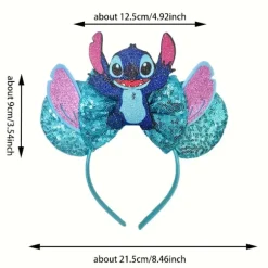 1 stk. (BabyStitch) Officiel kostume-hårbøjle med glittervinger og Stitch-ansigt - Rollespilstilbehør egnet til kvinder og mænd, fødselsdagsfest 1pc | Fyndiq