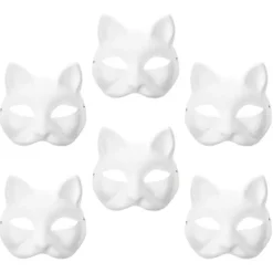 6 stk Blanke Kat Cosplaymasker Tegneserie Papirmaske Voksen Maske