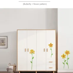 2 stk. Blomster Sommerfugl Stickers Dekorationer til Skraldespande Køleskabe Vinduer Vægge Døre Hjemmemøbler