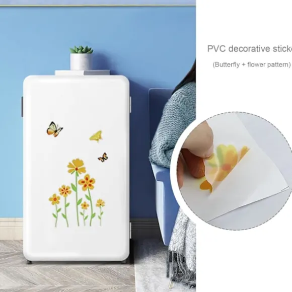 2 stk. Blomster Sommerfugl Stickers Dekorationer til Skraldespande Køleskabe Vinduer Vægge Døre Hjemmemøbler