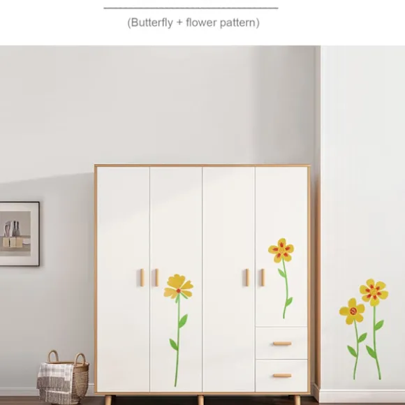 2 stk. Blomster-Sommerfugl Klistermærker Dekorationer til Skraldespande