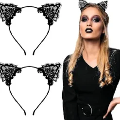 2 stk Blonde Katteører Hårbånd Sort Halloween Kostume Hårbånd Fest Hovedbøjle Fødselsdag Maskerade Hovedbeklædning Festival Cosplay Piger Håraccessories | Fyndiq