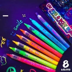1/8 stk. farverig lysende pen til ansigtsmaling, børnefluor A8