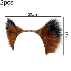 2 stk. Faux Fur Ører Hårbånd Halloween Håndlavet Dyr Pels Ører Hårbøjle (FMY)