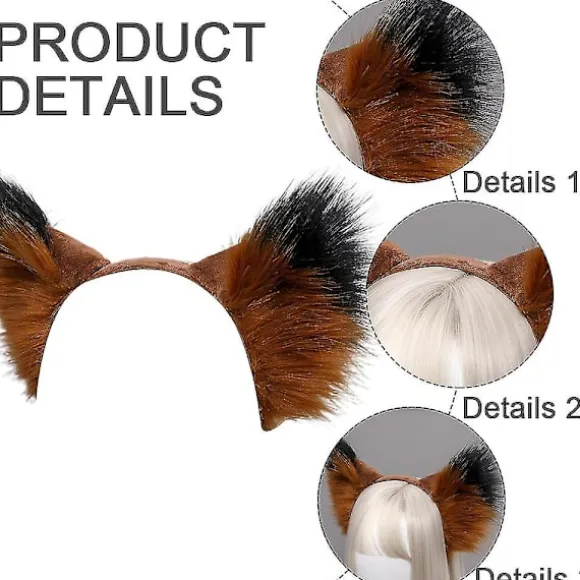 2 stk. Faux Fur Ører Hårbånd Halloween Håndlavet Dyr Pels Ører Hårbøjle (FMY)