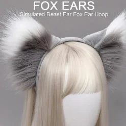 2 stk. Faux Fur Ører Hårbånd Halloween Håndlavet Dyr Pels Ører Hårbøjle (FMY)
