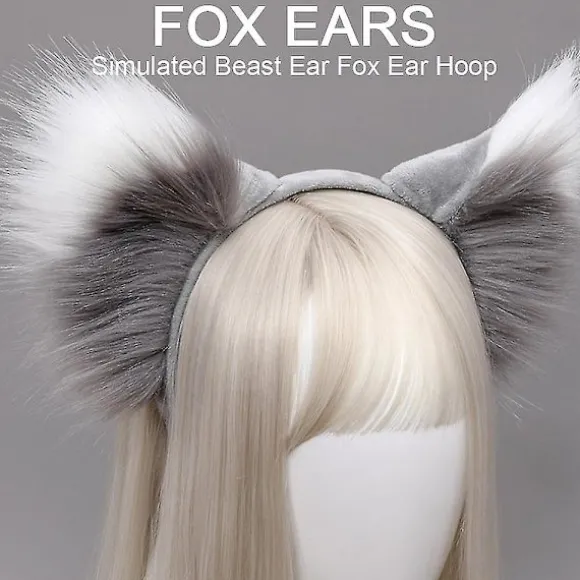 2 stk. Faux Fur Ører Hårbånd Halloween Håndlavet Dyr Pels Ører Hårbøjle (FMY)
